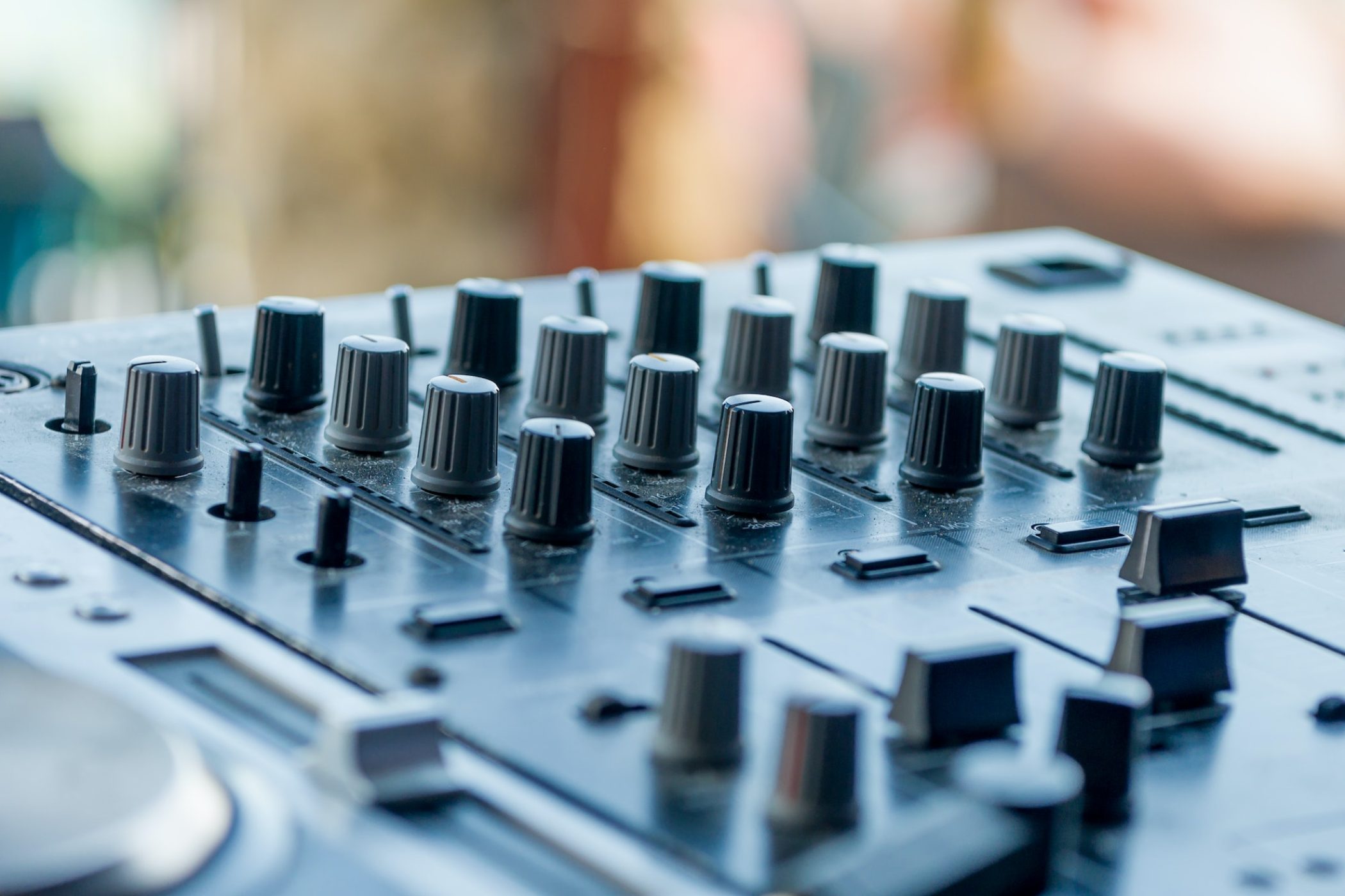 Closeup of dj controller - selective focus
